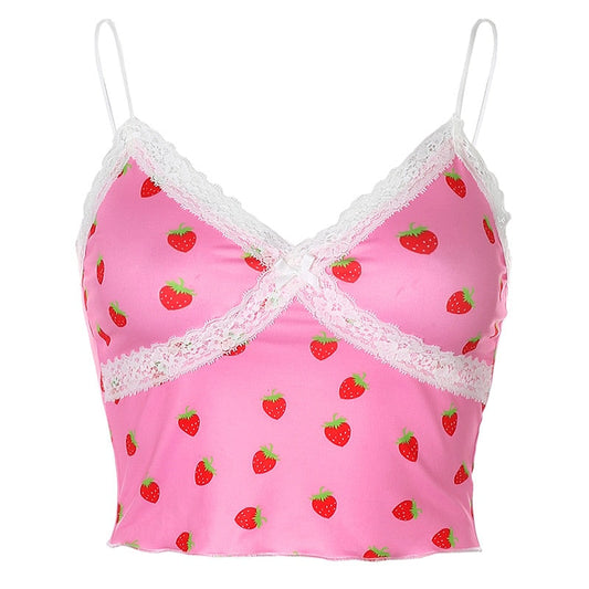 Y2K Strawberry Camisole Tank Top