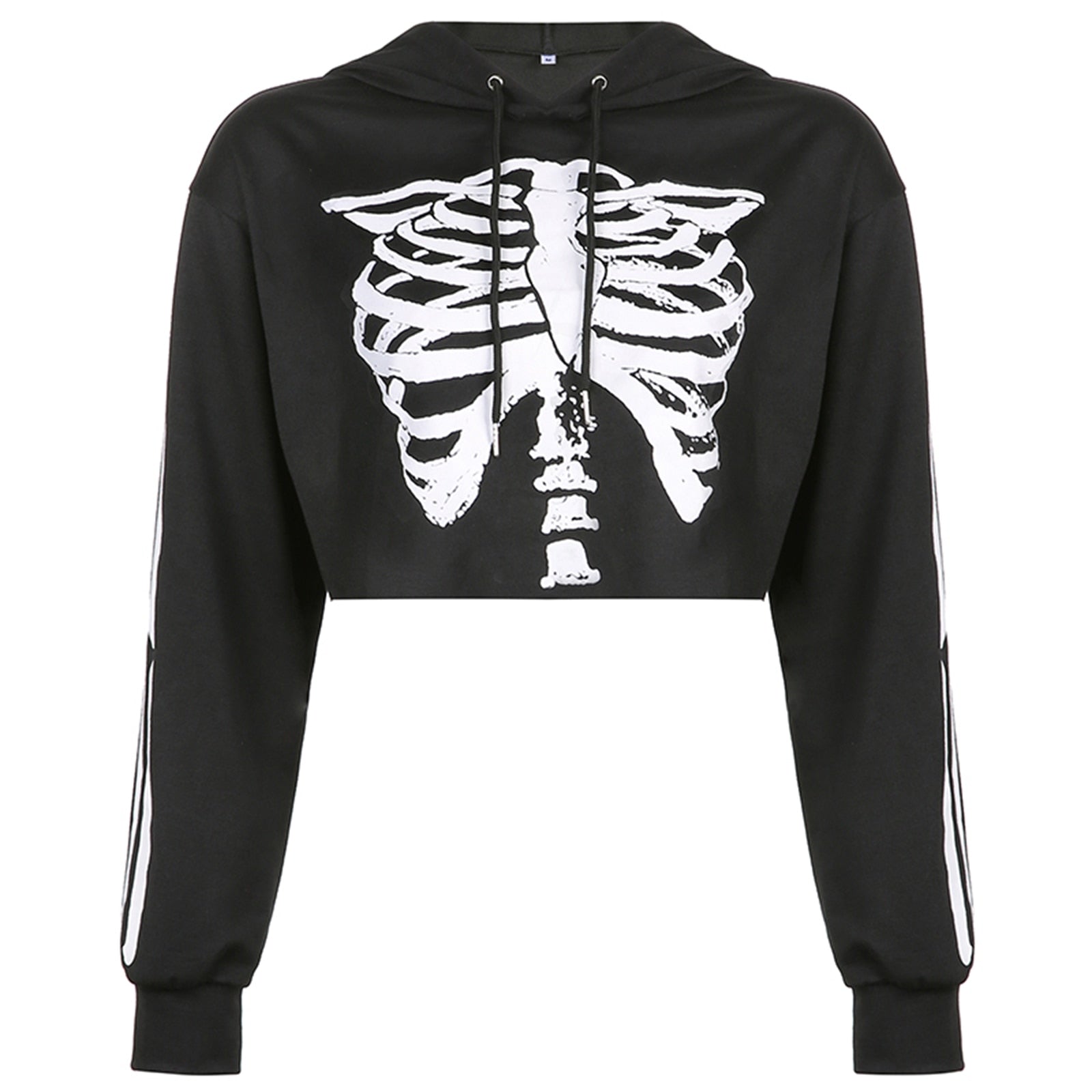 Egirl Goth Dark Grunge Skeleton Cropped Hoodie