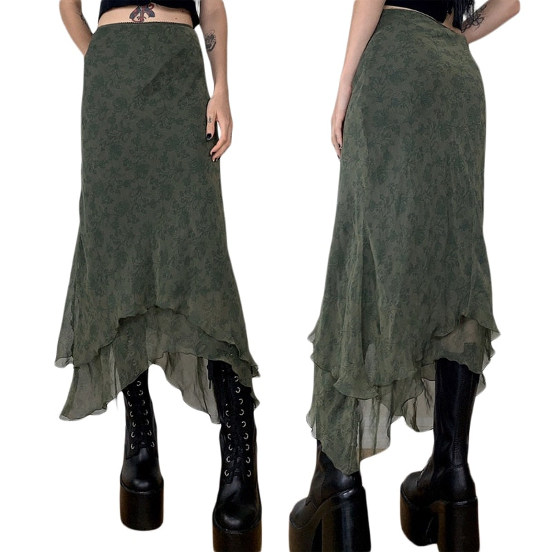 Fairygrunge Whimsical Midi Skirt