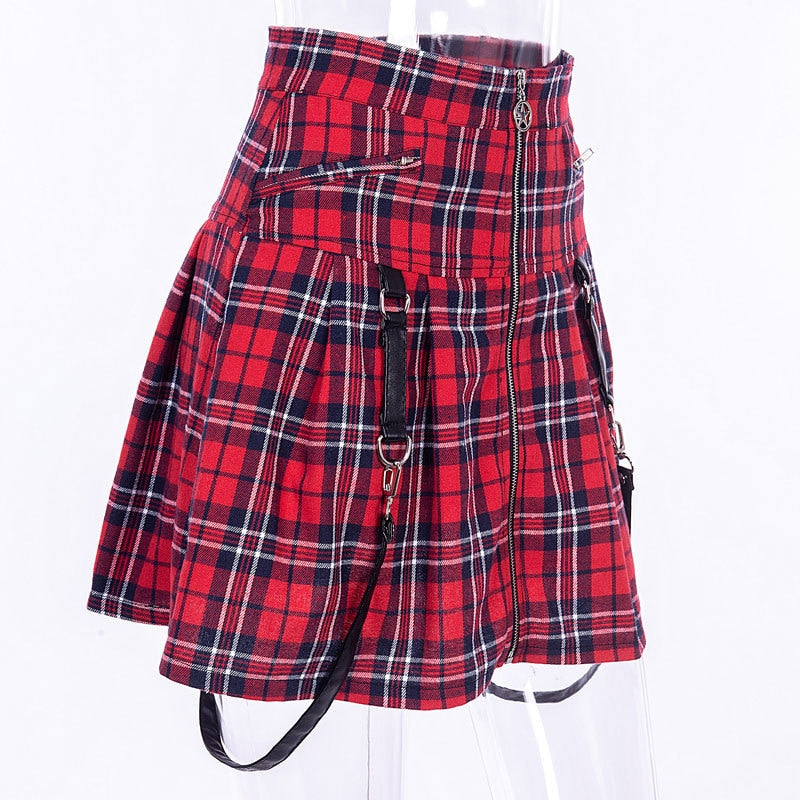 Egirl Punk Rock Plaid Straps Skirt