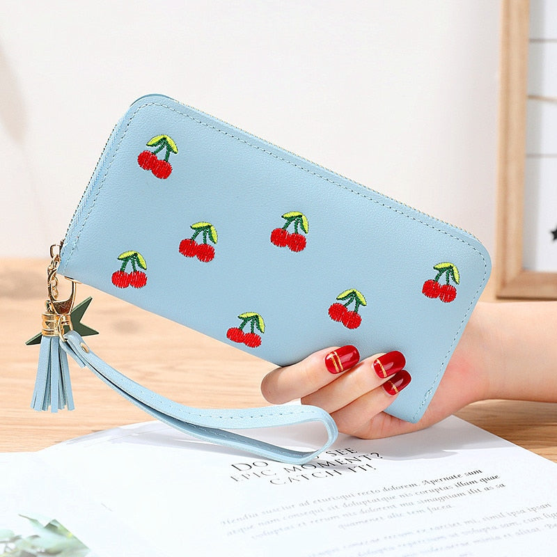 Cherry Embroidery Wallet