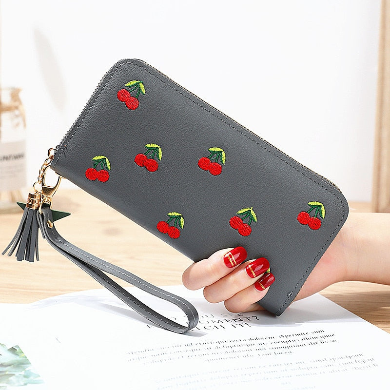 Cherry Embroidery Wallet