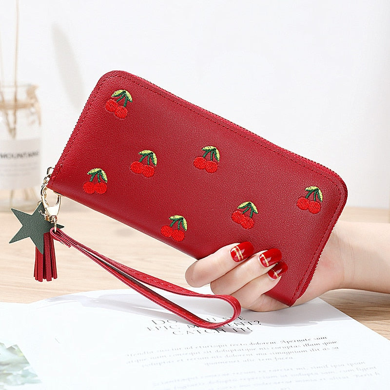 Cherry Embroidery Wallet