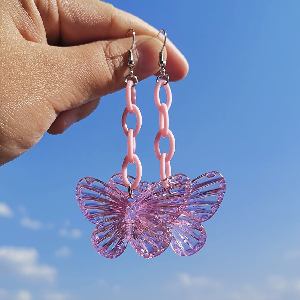 Soft Girl Y2K Transparent Butterfly Earrings