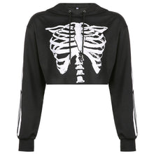 Load image into Gallery viewer, Egirl Goth Dark Grunge Skeleton Cropped Hoodie
