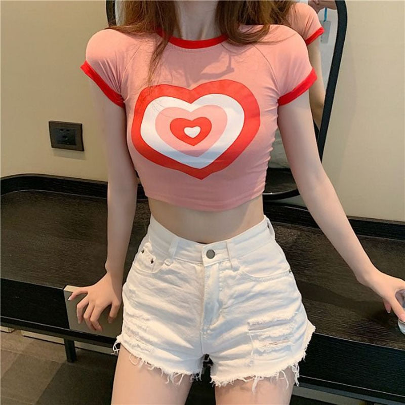 Pink Heart Love Crop Top