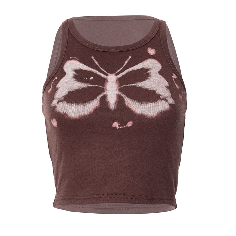 Fairy Grunge Butterfly Tie Dye Crop Top