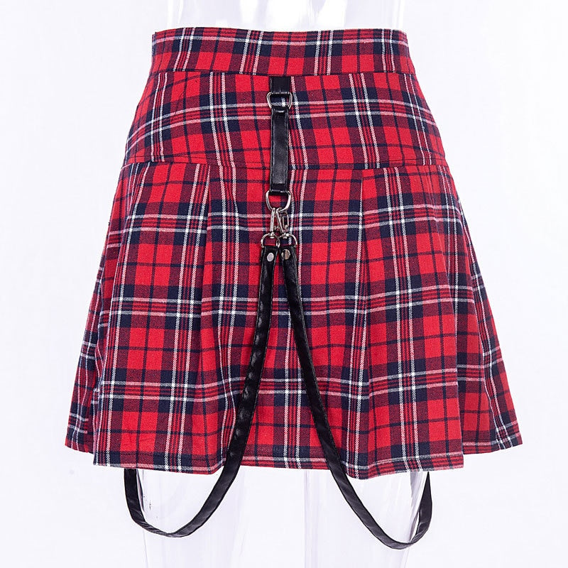 Egirl Punk Rock Plaid Straps Skirt