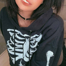 Load image into Gallery viewer, Egirl Goth Dark Grunge Skeleton Cropped Hoodie
