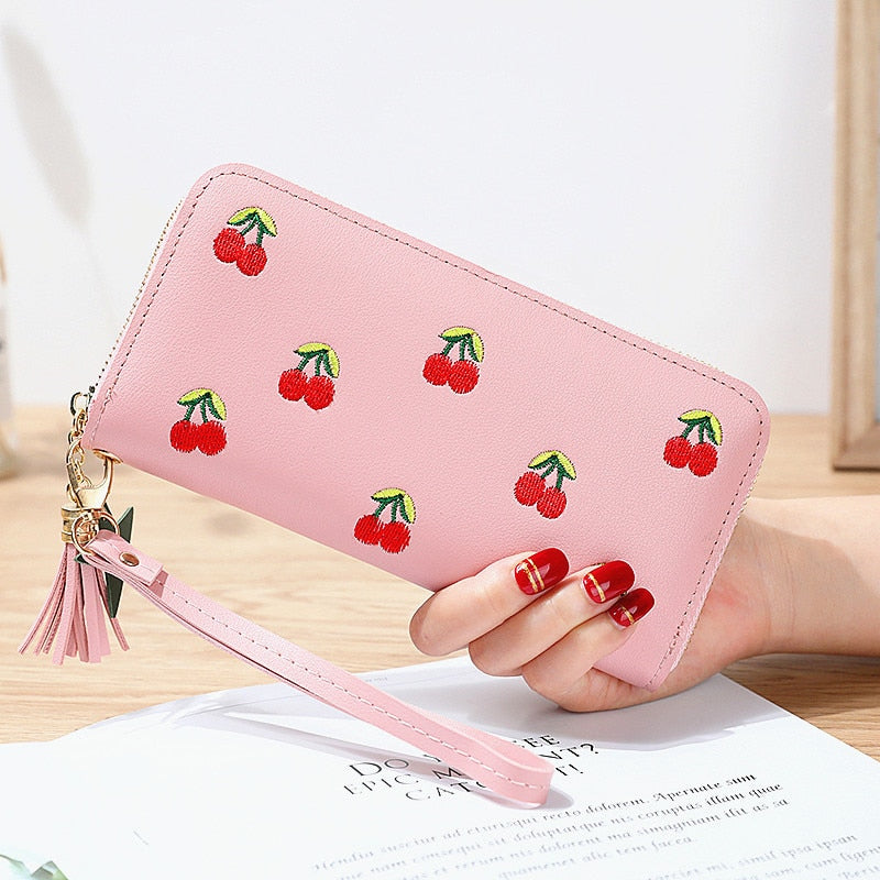 Cherry Embroidery Wallet