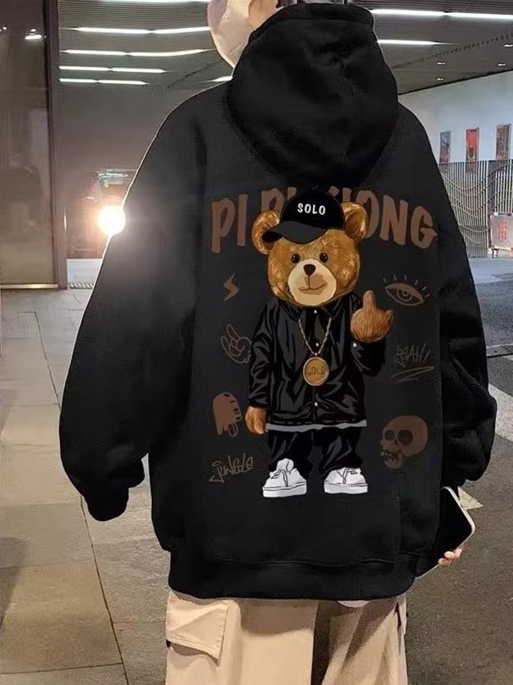 Hip Hop Teddy Hoodie Black