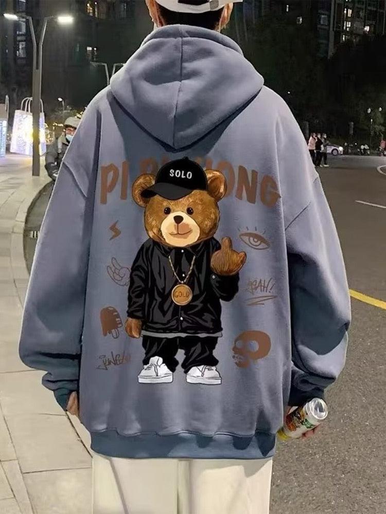 Hip Hop Teddy Hoodie Blue