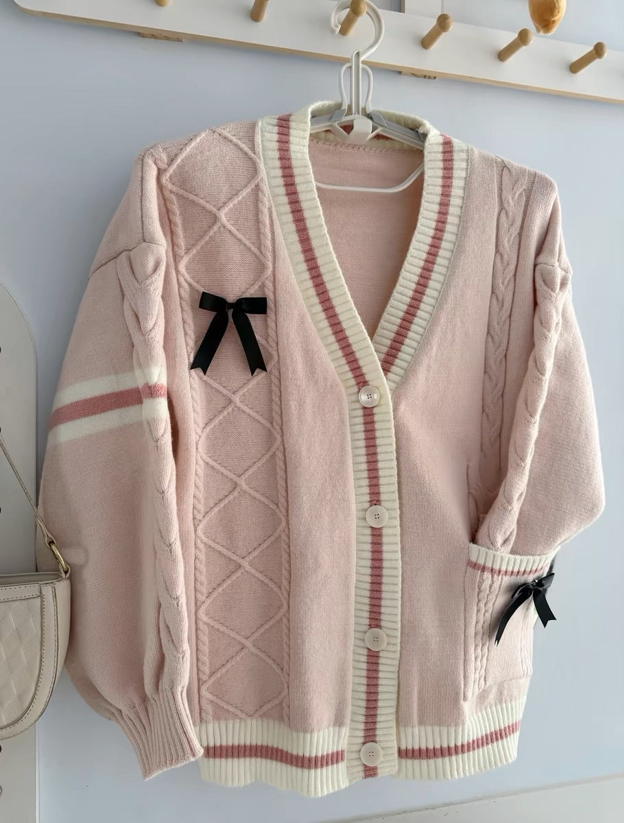 Womens Coquette Aesthetic Oversized Pink Cardigan