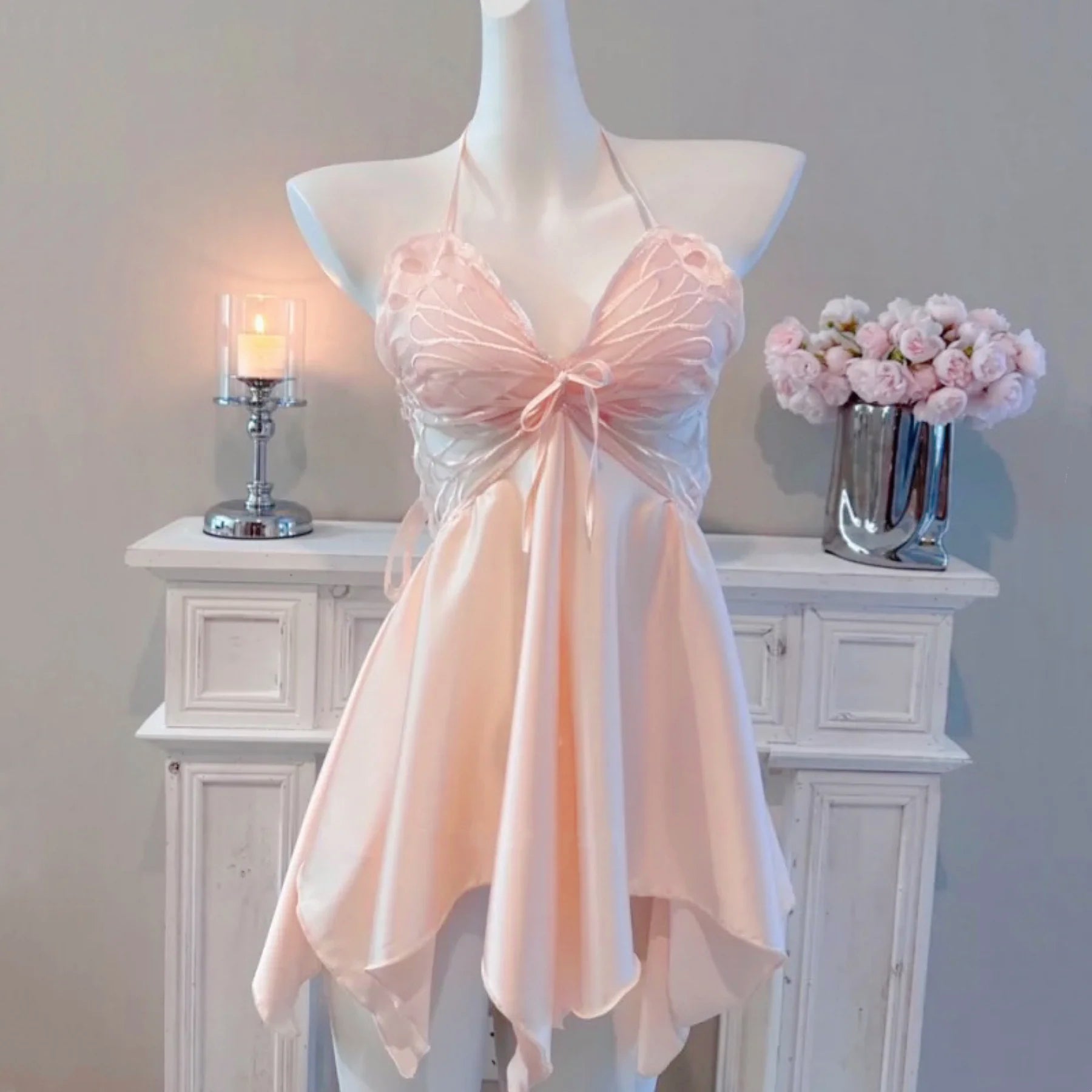 Butterfly Mesh Dress one size pink