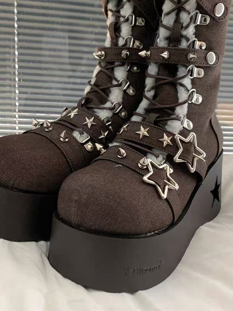 Cyber Star Platform Knee High Boots
