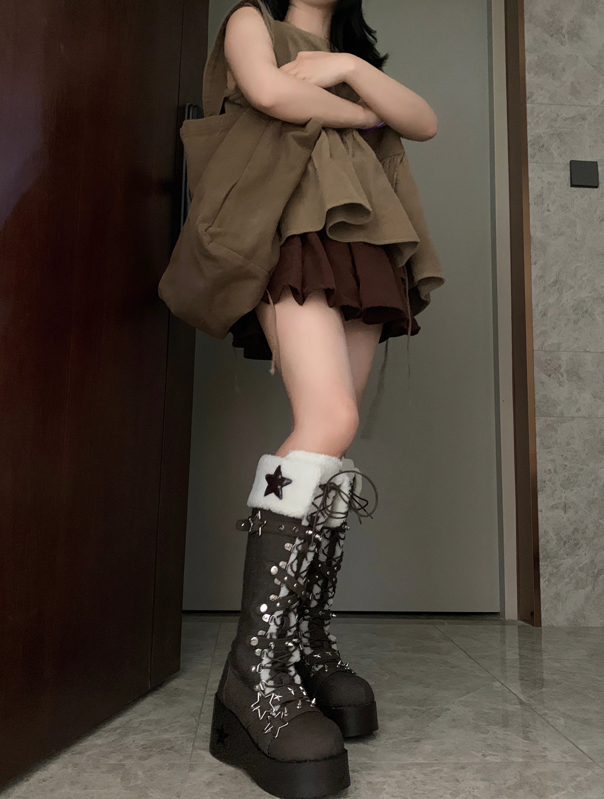 Cyber Star Platform Knee High Boots