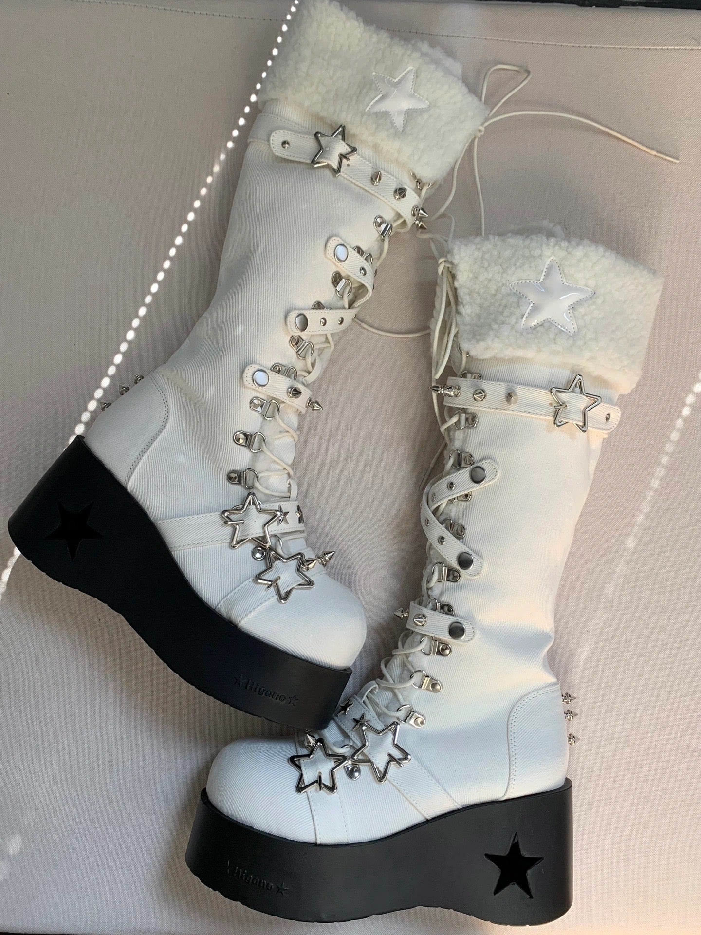 Cyber Star Platform Knee High Boots