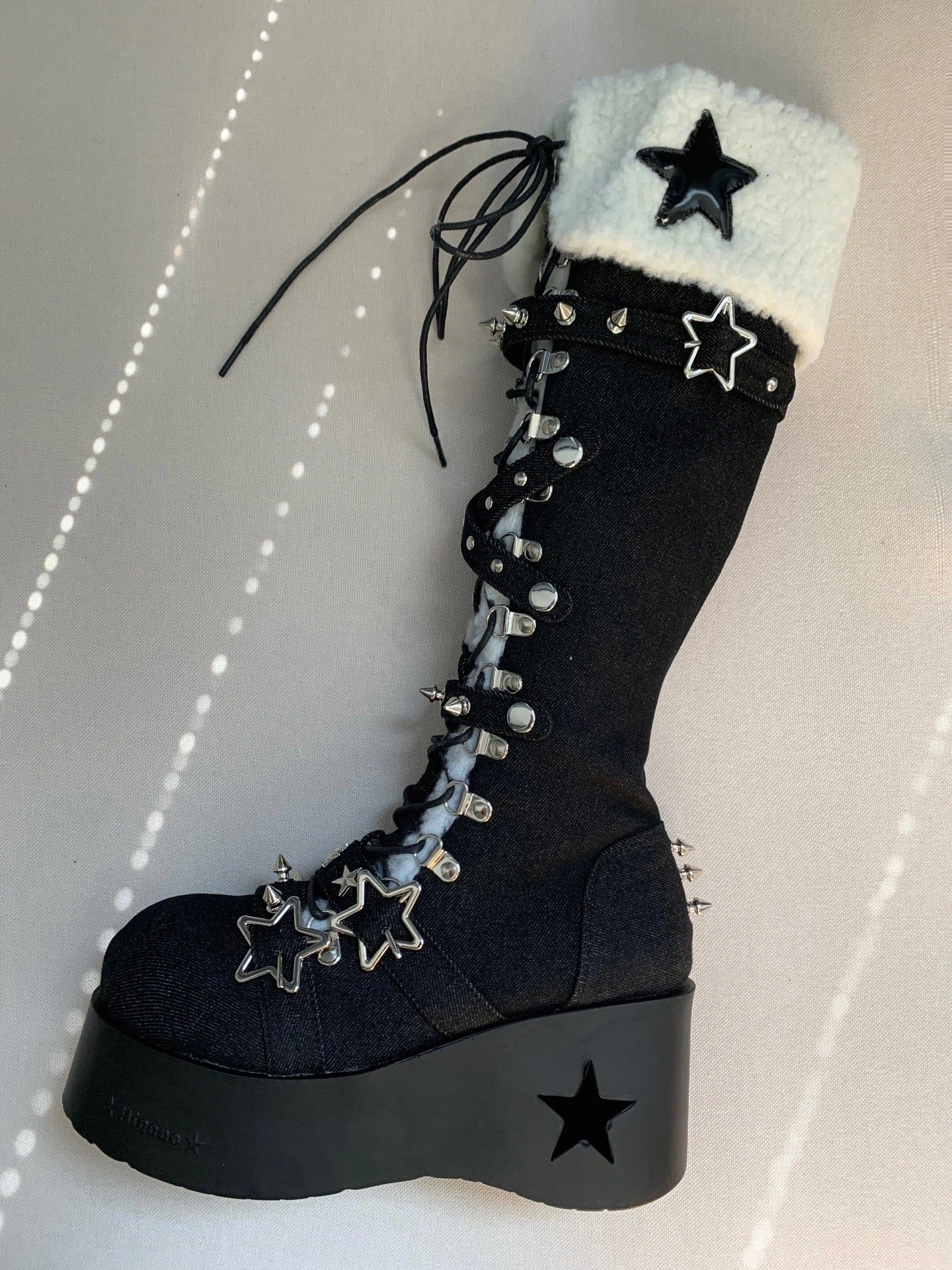 Cyber Star Platform Knee High Boots