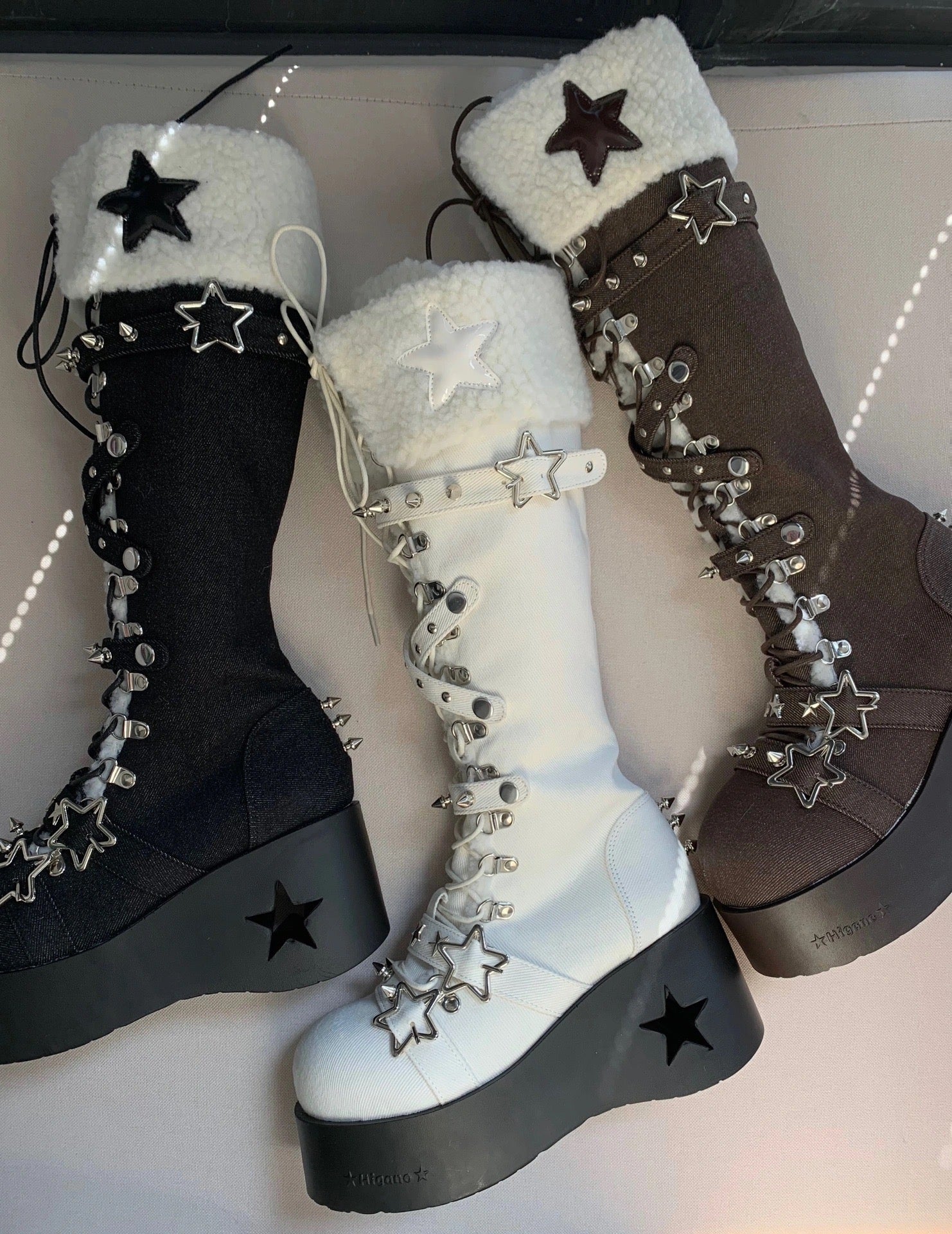 Cyber Star Platform Knee High Boots