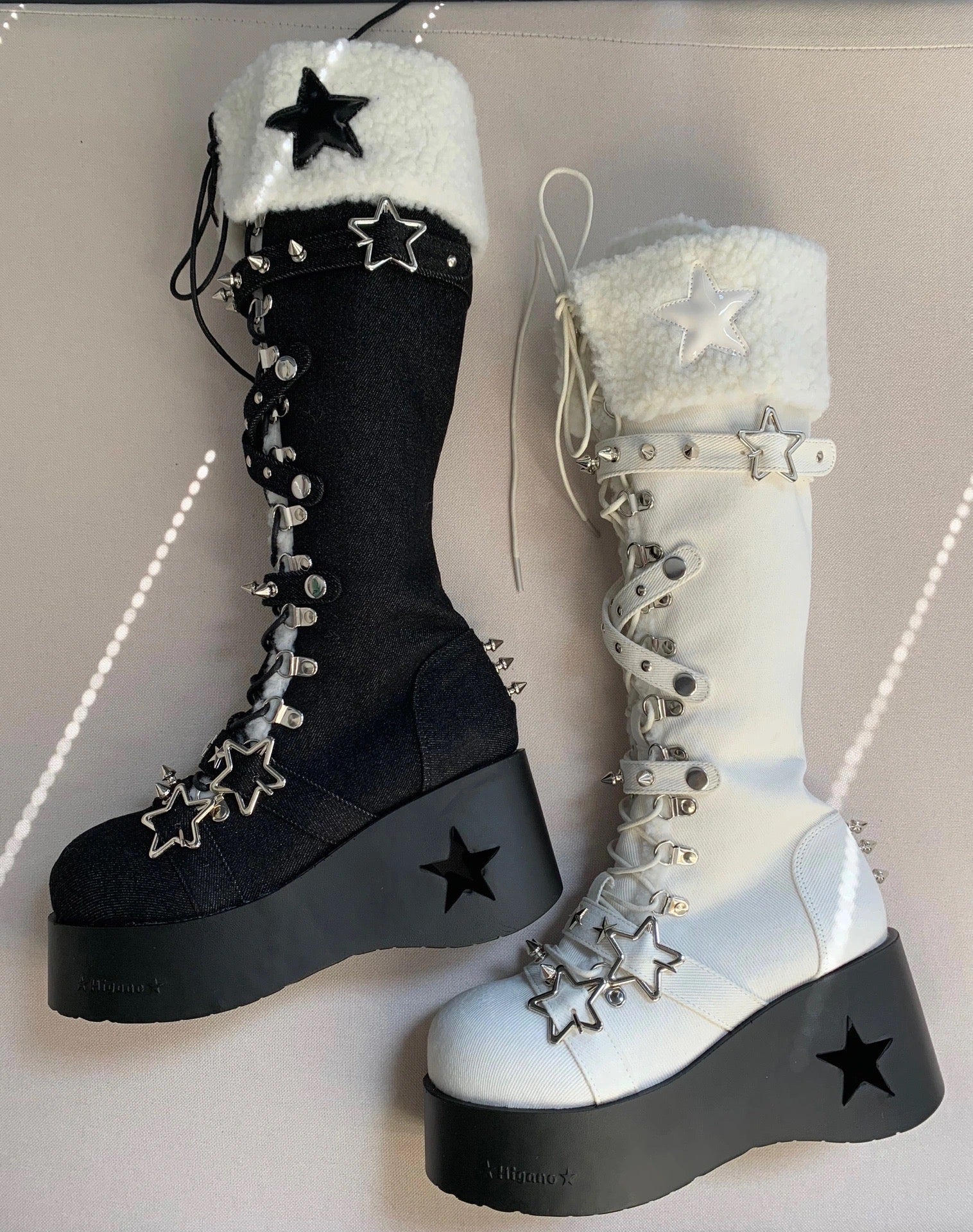Cyber Star Platform Knee High Boots