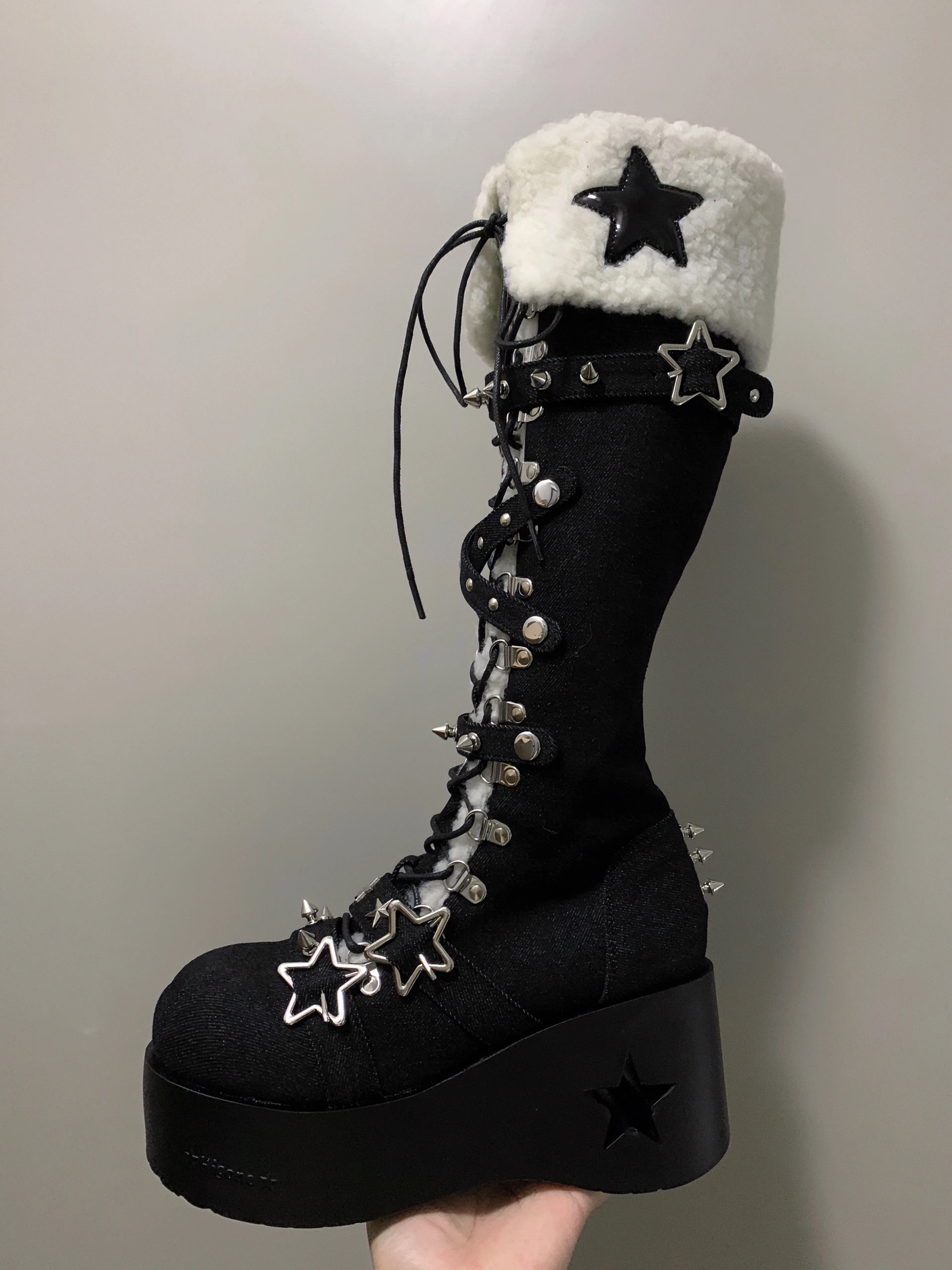 Cyber Star Platform Knee High Boots