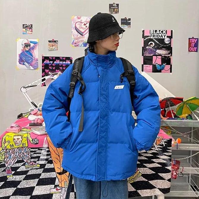 Indie High Neck Puffer Jacket Blue