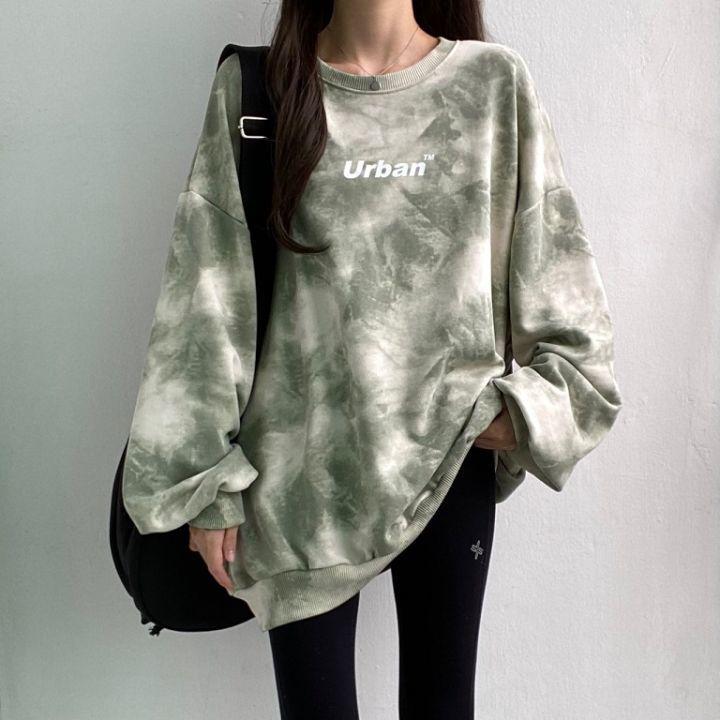 Indie Urban Print Longline Sweatshirt Green