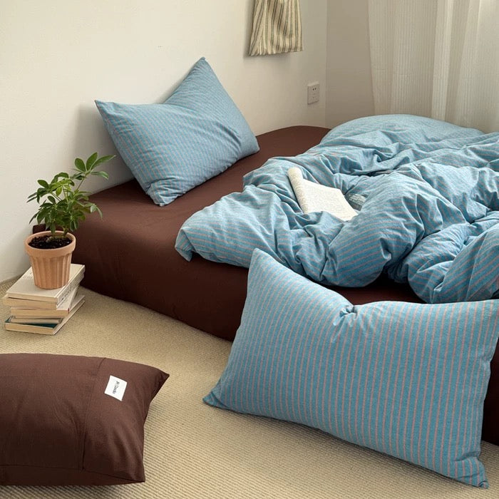 Blue Striped Duvet Cover Set