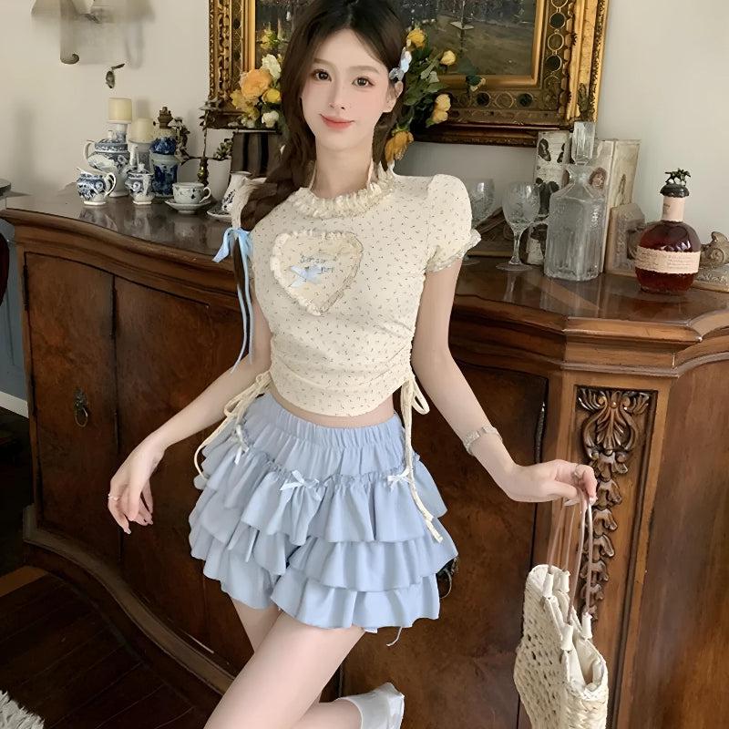 Kawaii Top & Ruffled Mini Skirt Coord