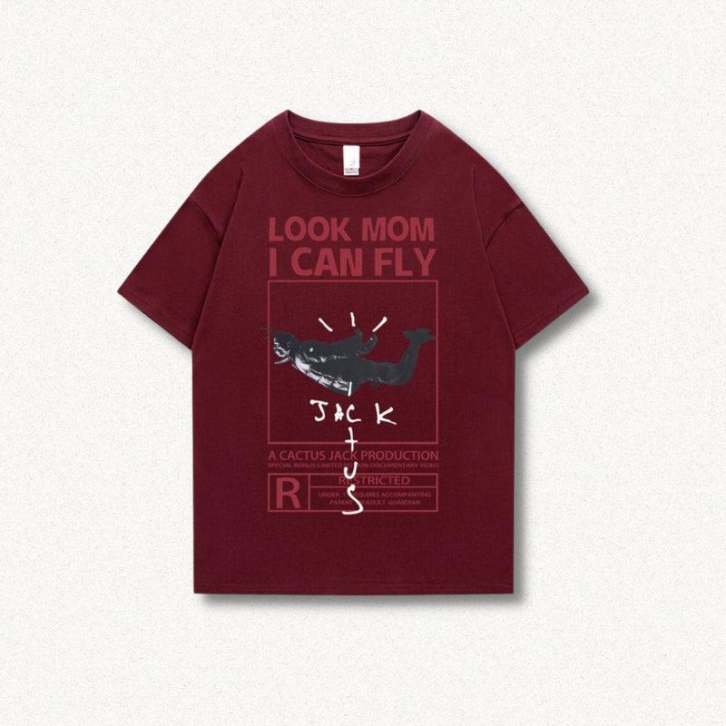 Look Mom I Can Fly Tee Red