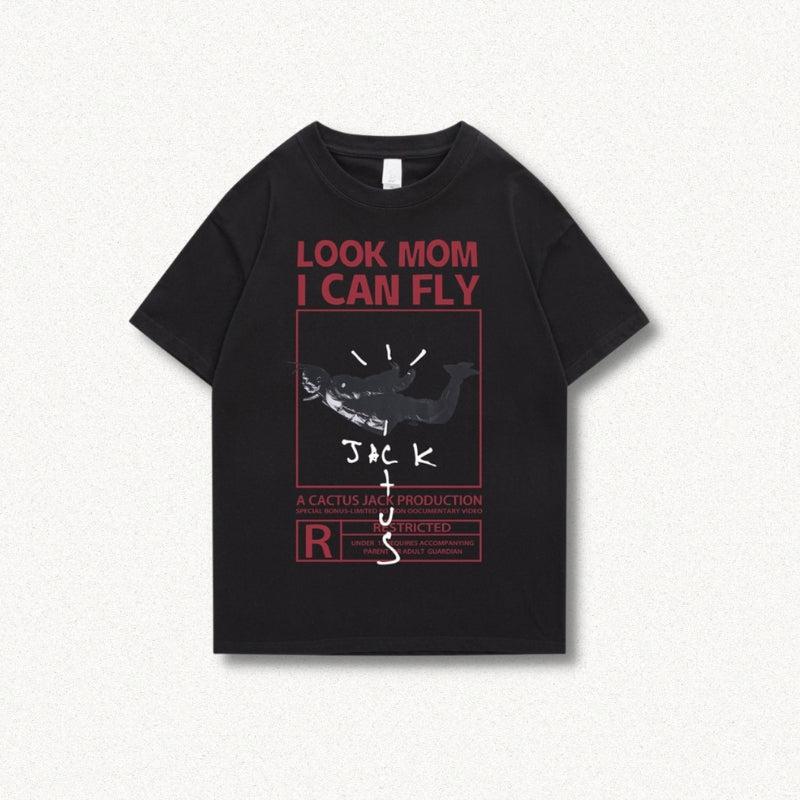 Look Mom I Can Fly Tee Black