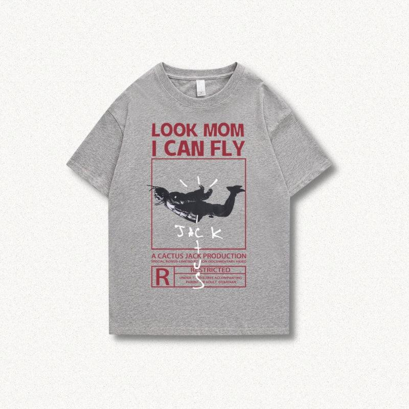 Look Mom I Can Fly Tee Gray