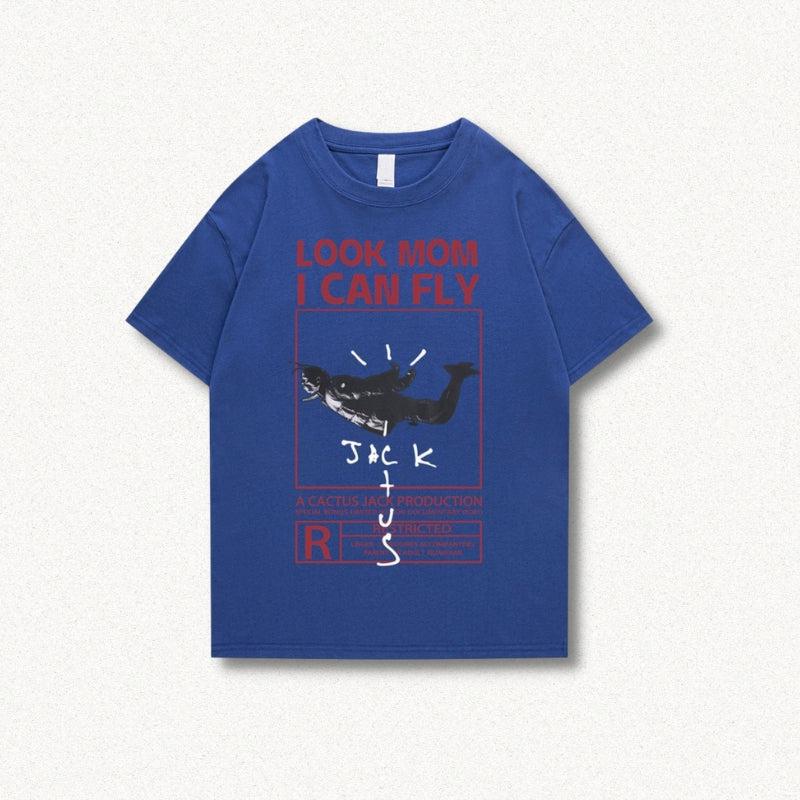 Look Mom I Can Fly Tee Blue
