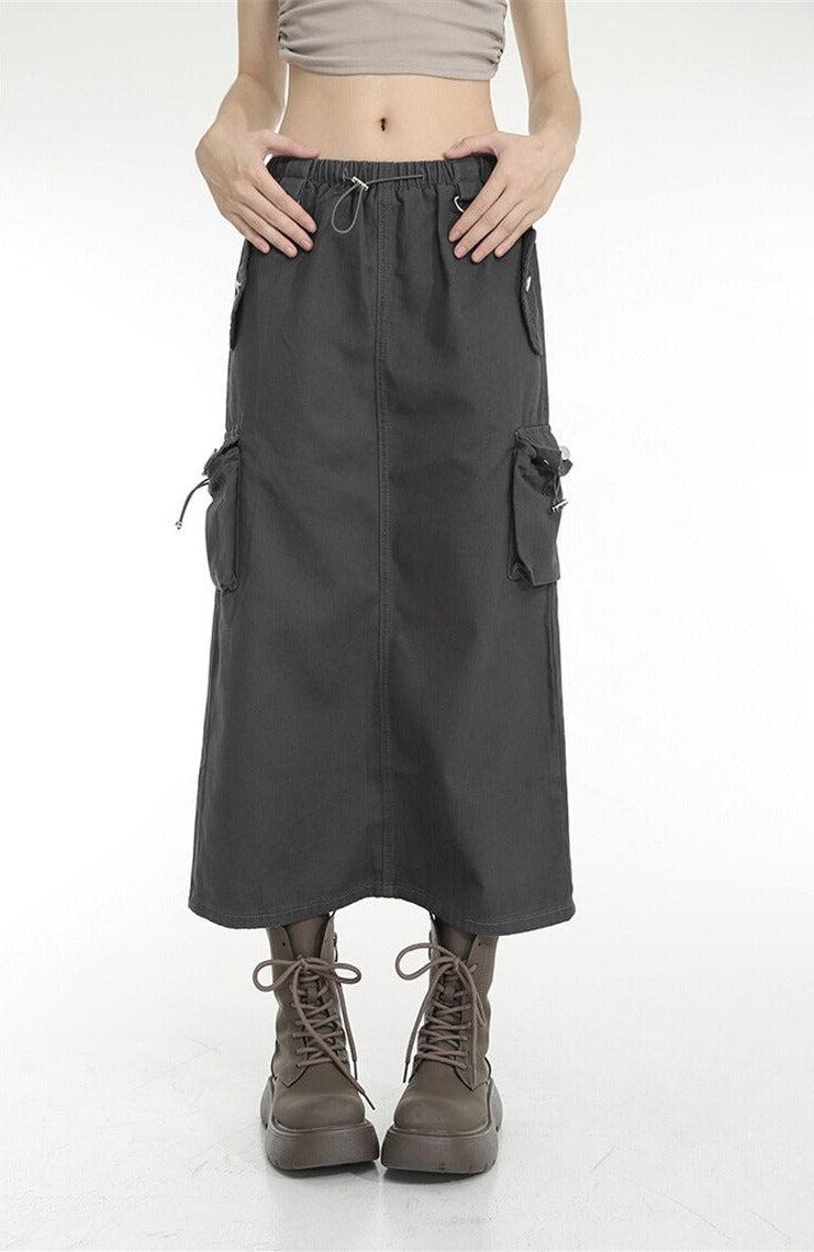 Low Rise Parachute Maxi Skirt