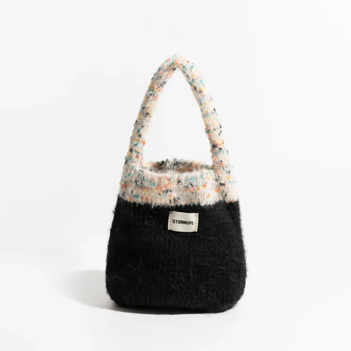 Multicolor Knitted Bucket Bag Black