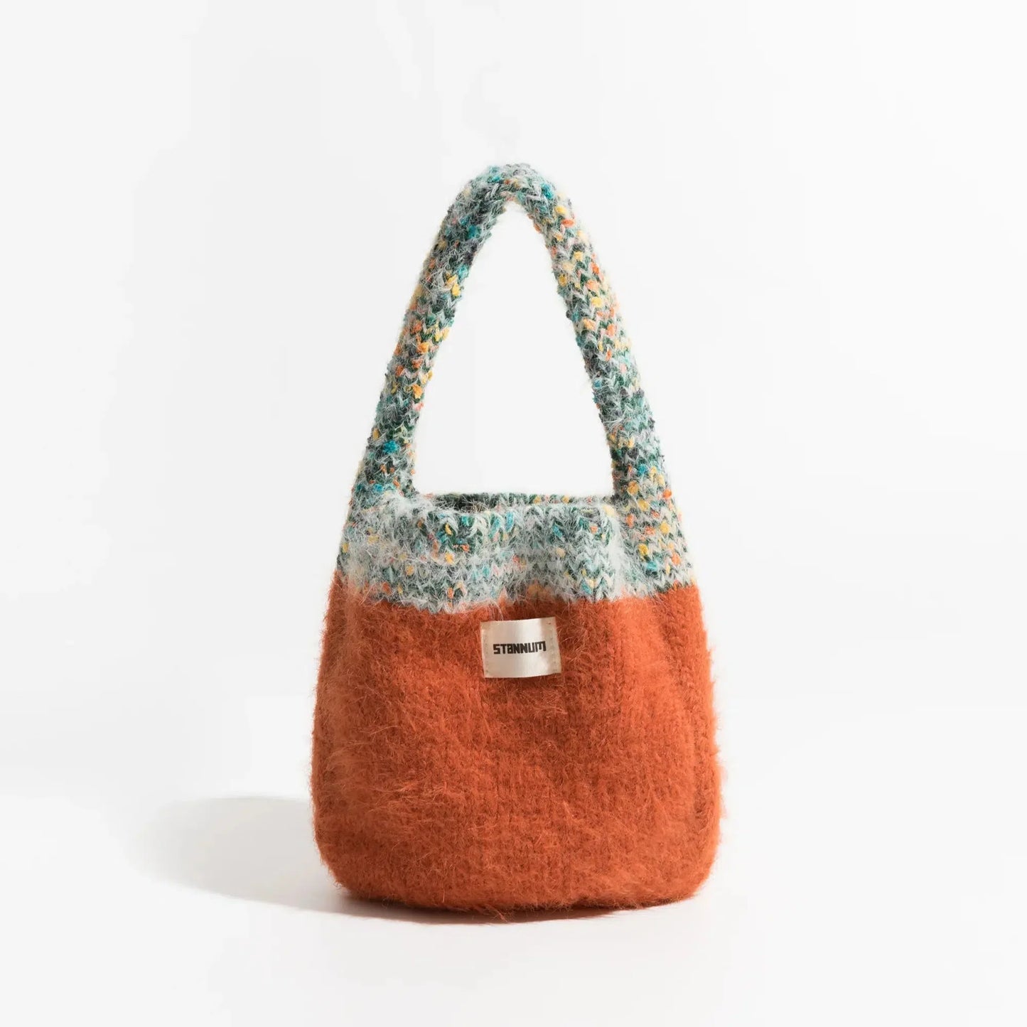 Multicolor Knitted Bucket Bag Orange