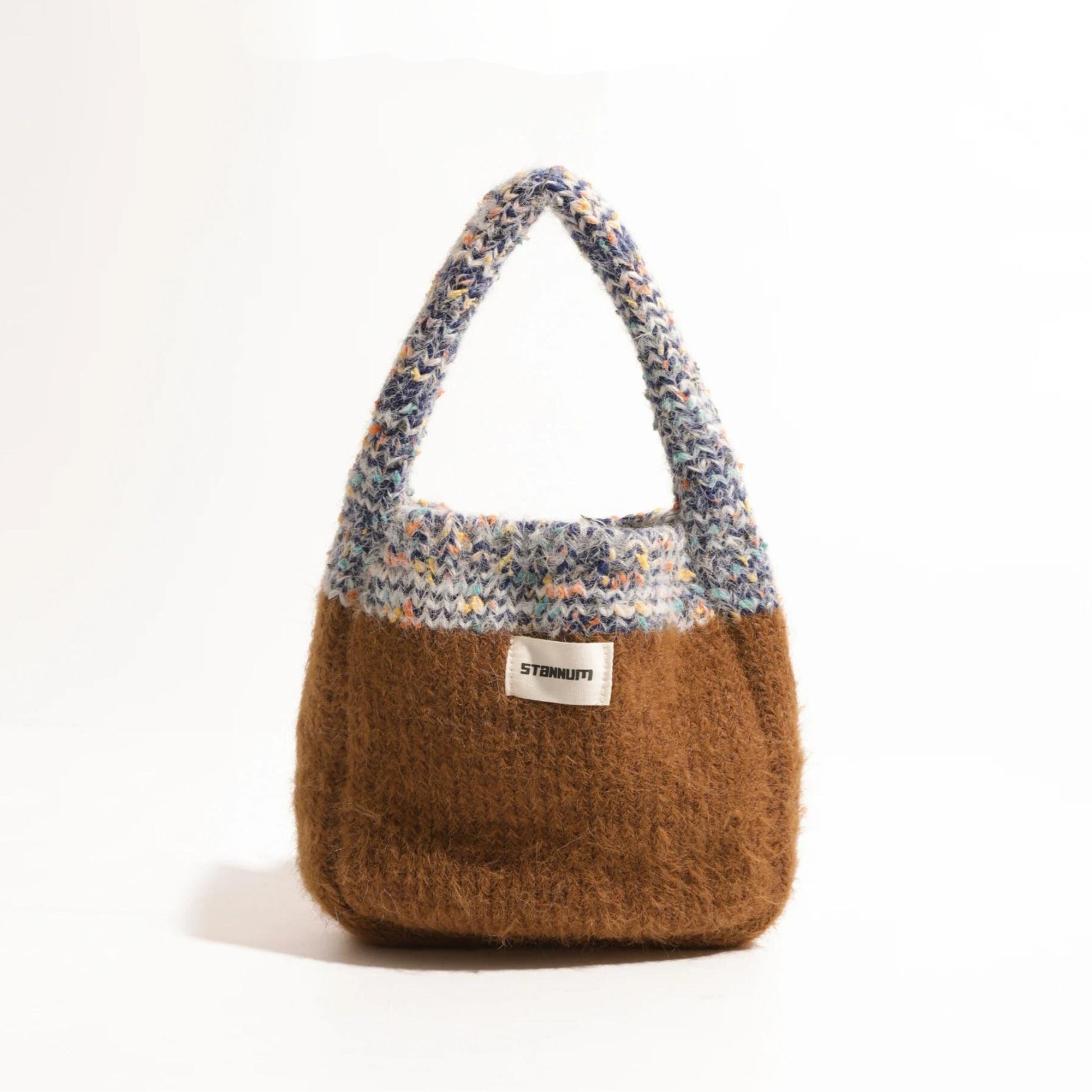 Multicolor Knitted Bucket Bag Brown