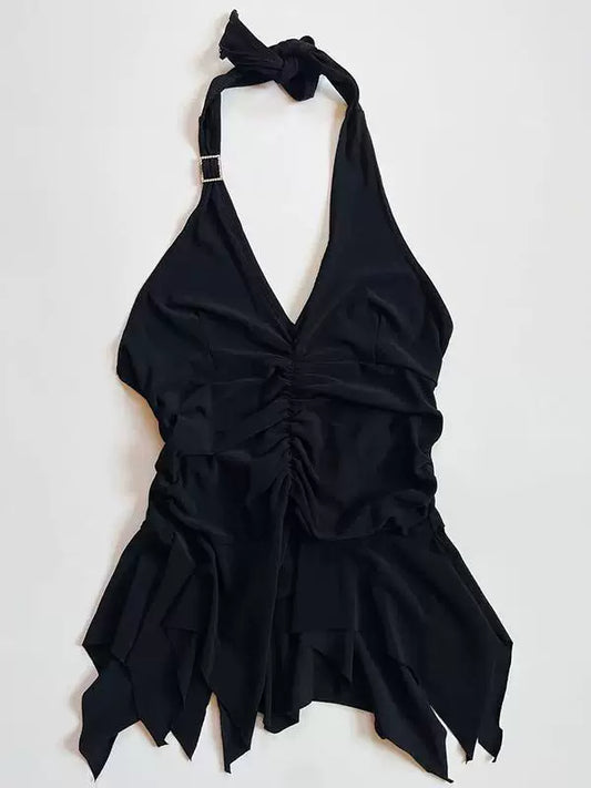 Black Stunning Off-Shoulder Halter Cami Top for Women, Petite Designer Look, Slimming Backless Vest