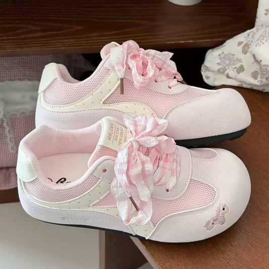 Ribbon Bow Mesh Training Shoes for Women, 2026 Spring & Summer New Style, Girly Lightweight Breathable Versatile Casual Sneakers