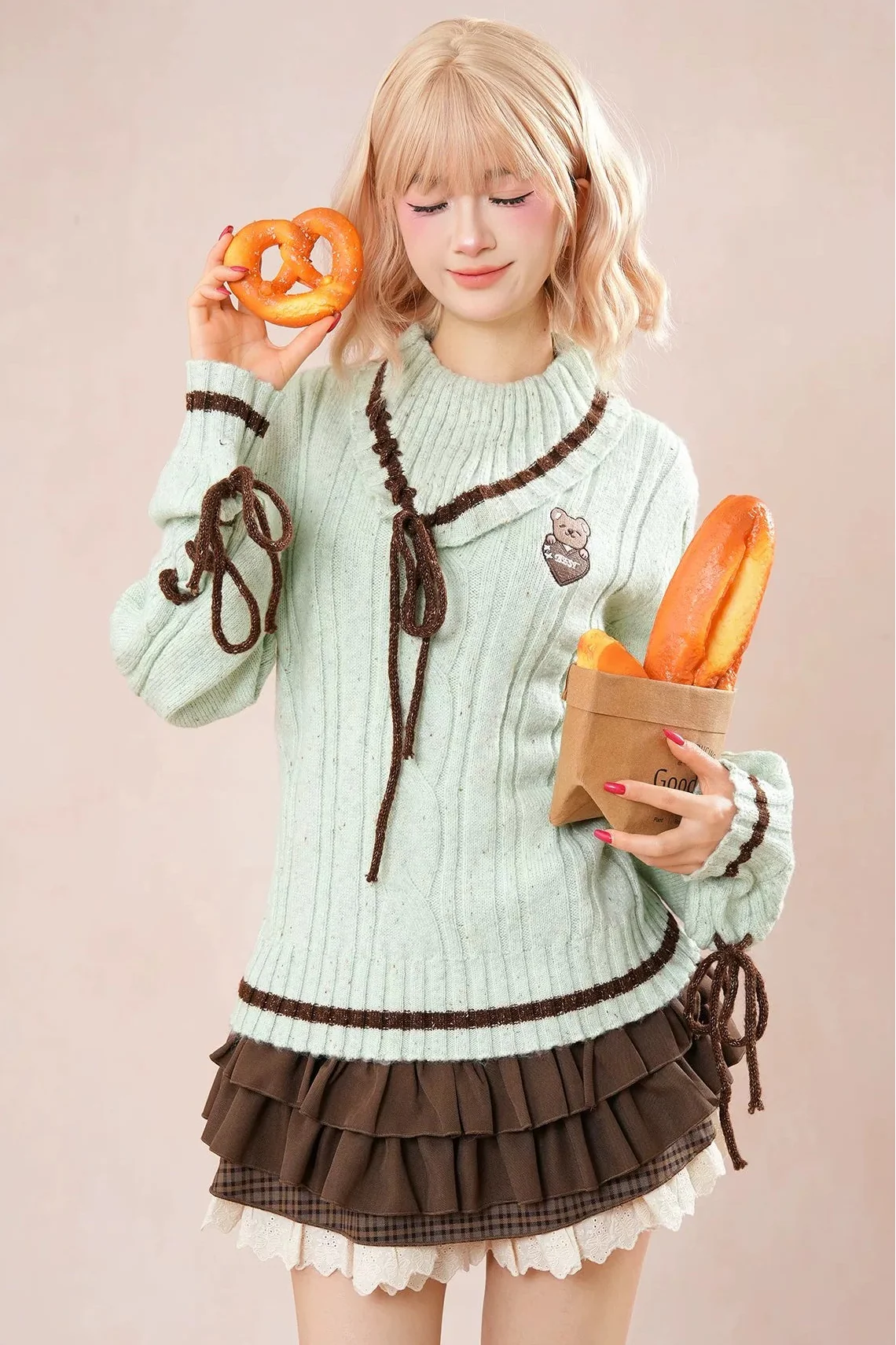 Mint Bear Knit Top + Cake Skirt