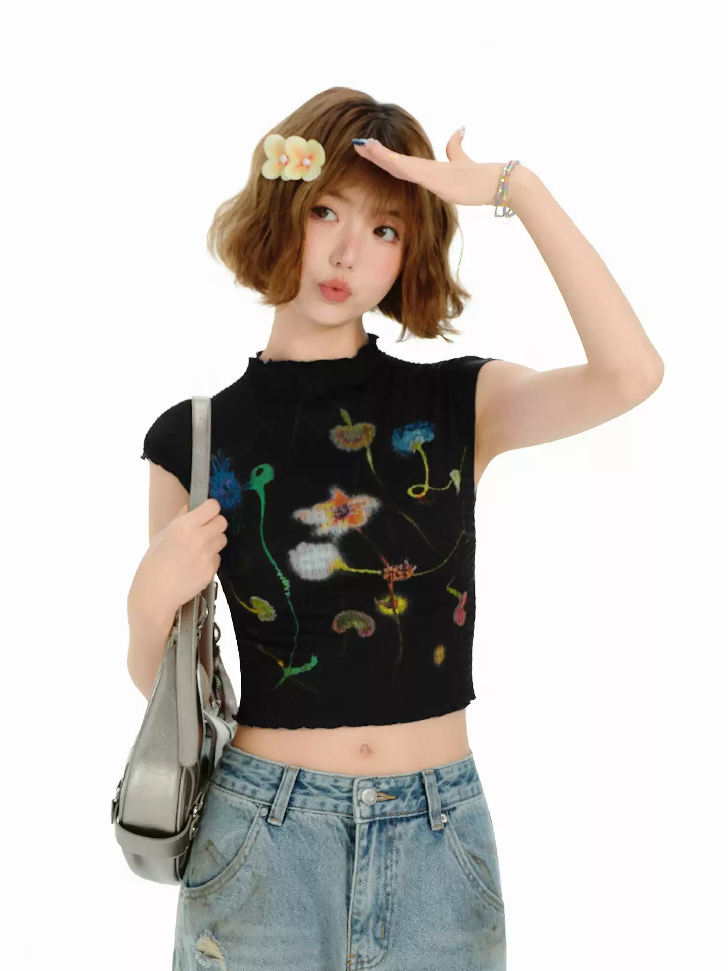American Retro Print Hot Girl Short Sleeve T-Shirt
