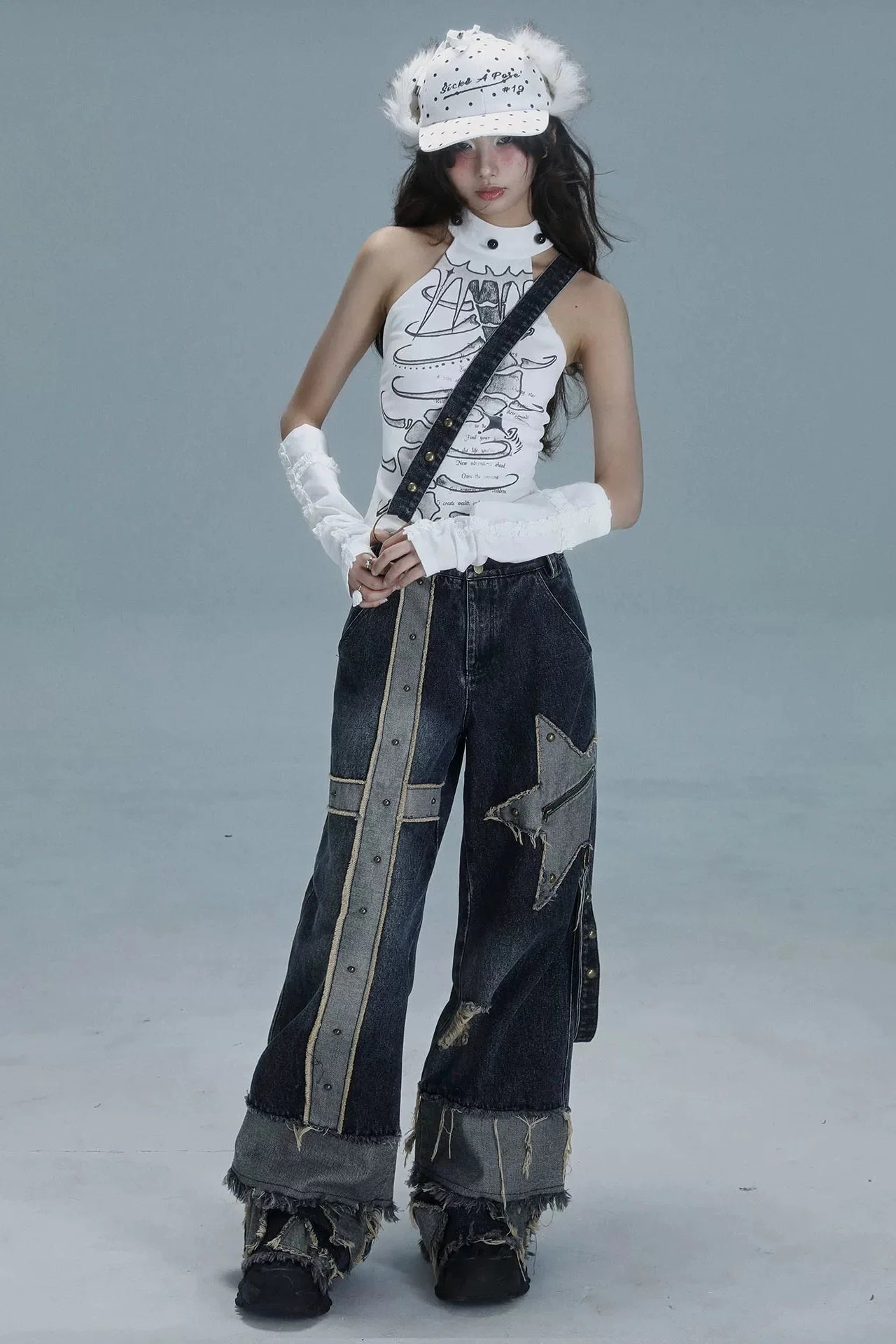 Y2K Design Wide Leg Denim Pants