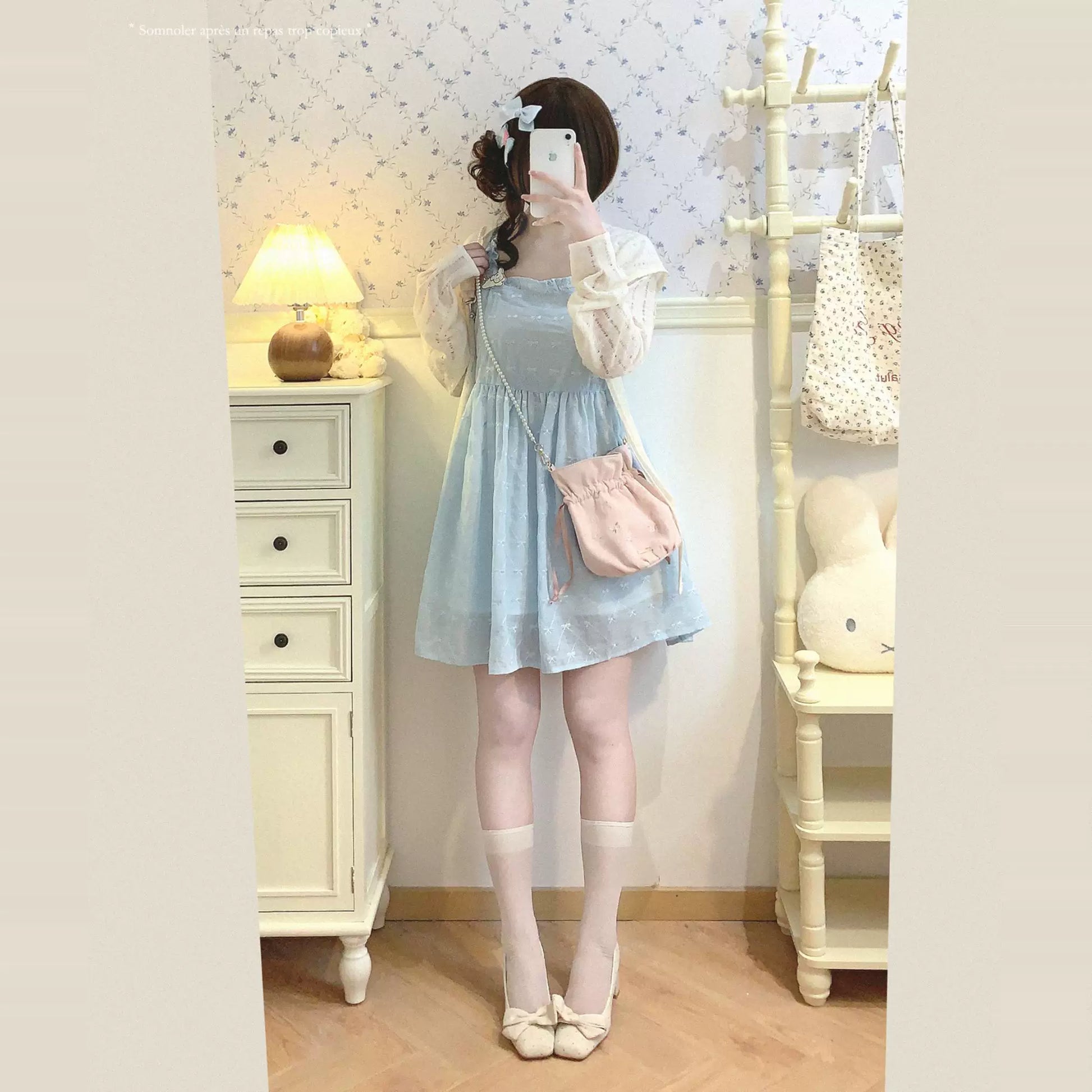 Final-Stock CCK*K Sweet Little Girl Springtime Butterfly Bow Embroidered Diamond-Pattern Jacquard, Soft Camisole Dress
