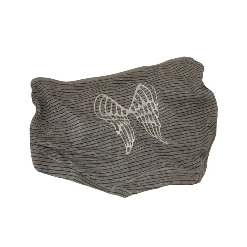 Sequin Angel Wings—European &amp; American BM-Style Striped Cotton Stretch Boyshorts, Comfortable, Cute, Sweet, Soft Mid-Rise Women’s Underwear
