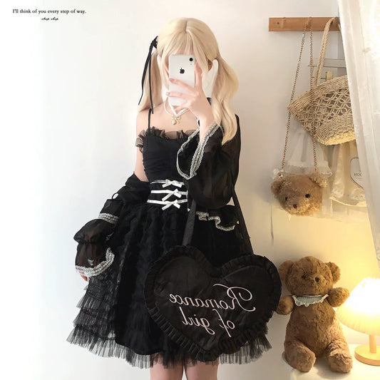 Sleepingdoll Handmade Feather Dream Layered Cake Bow Sweetheart Slip Dress Elegant Dress