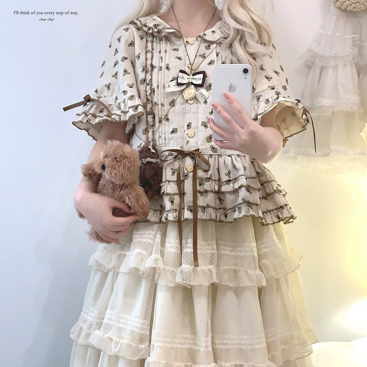 sleepingdoll Handmade: Lili Bear Cute Polka Dot Bear Bonnet Collar Layered Dress