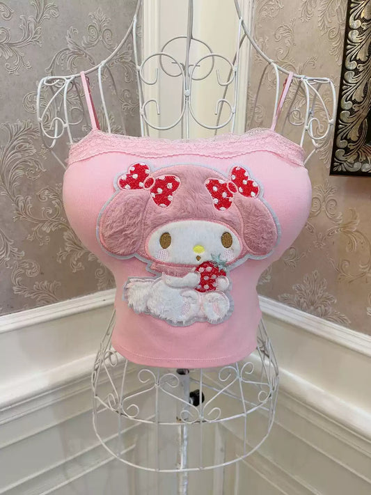 Melody Bow Embroidered Tank Top