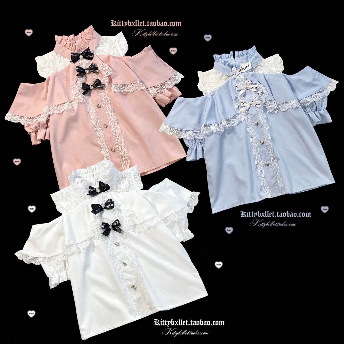 KittyBxllet Original “Dream Core Girl” Lace Off-Shoulder Short-Sleeve Shirt