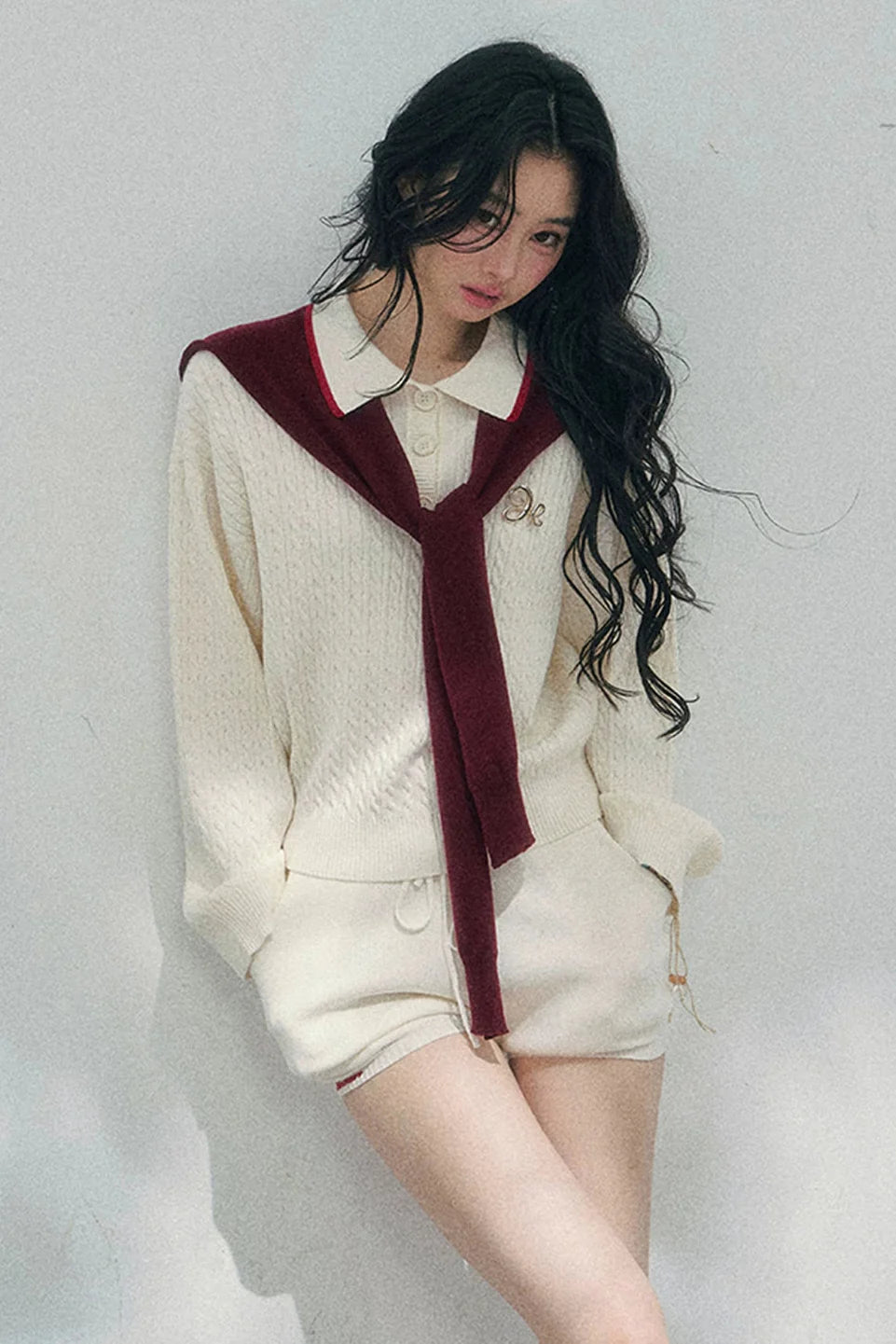 Loose Preppy Sweater + Shorts + Shawl
