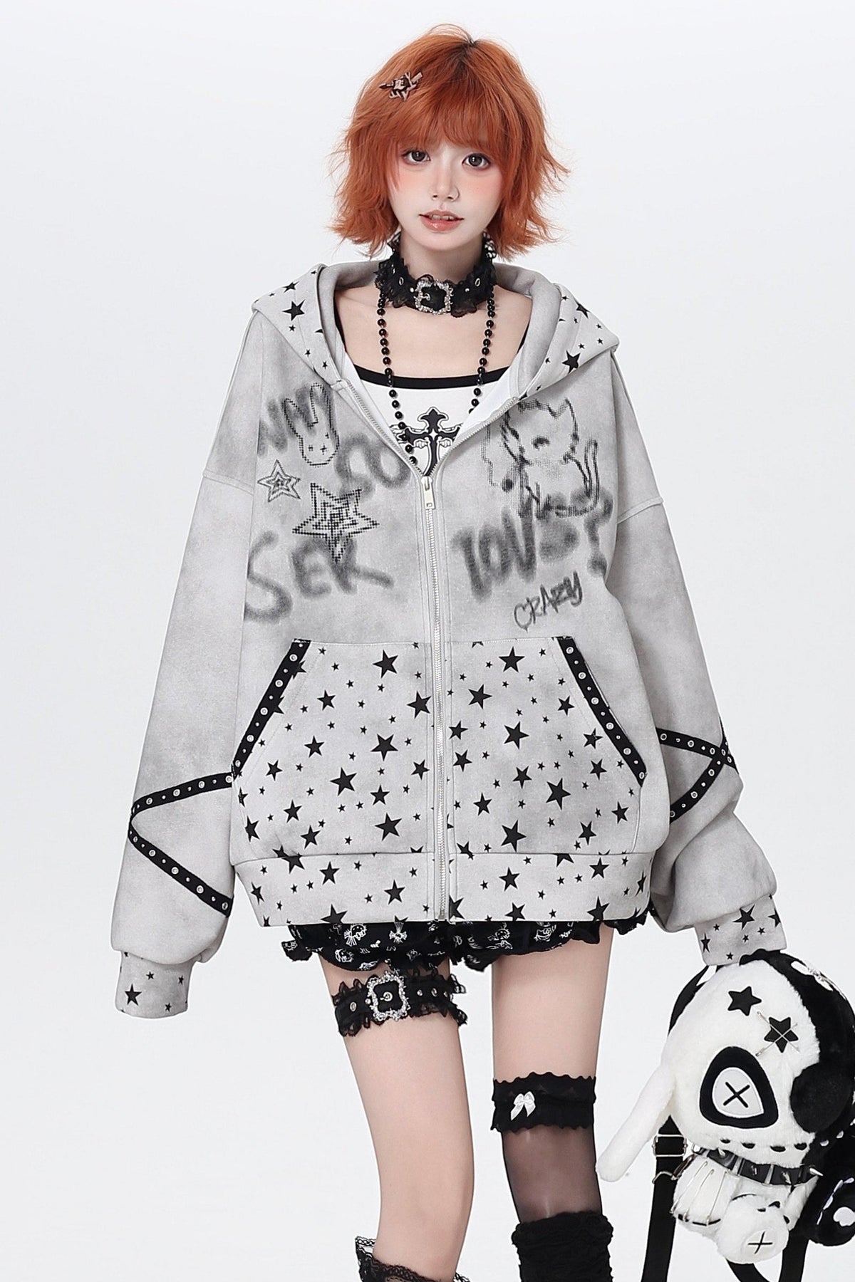 Devil Star Graffiti Hooded Jacket